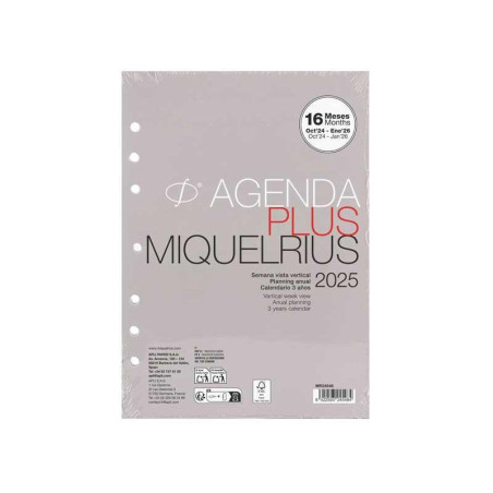 RECAMBIO AGENDA MIQUELRIUS 2025 15X21CM S/V