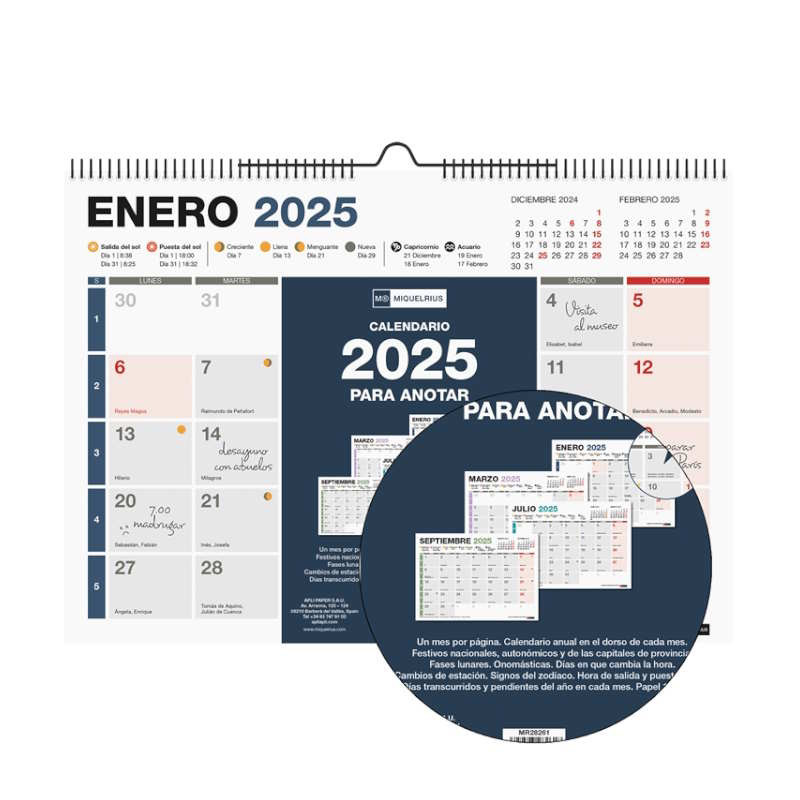 CALENDARIO 2025 PARED HORIZONTAL A4 28261