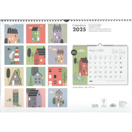 CALENDARIO 2025 PARED HORIZONTAL A3 28265    