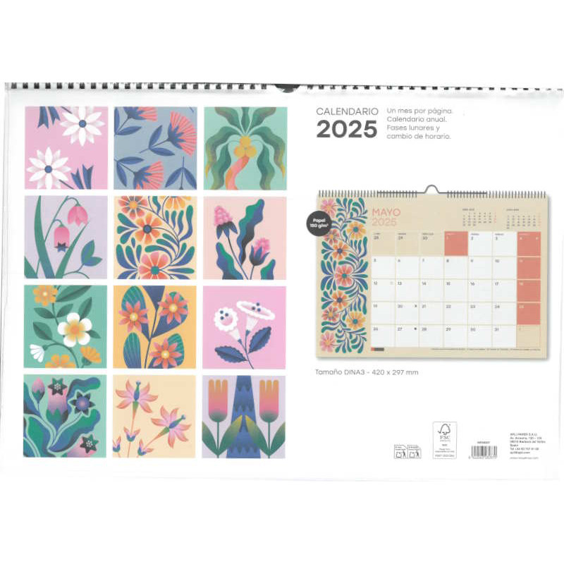 CALENDARIO 2025 PARED HORIZONTAL A3 28267    