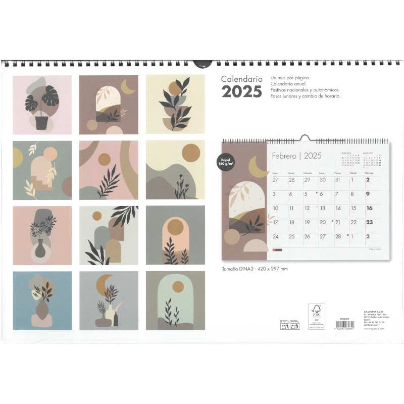 CALENDARIO 2025 PARED HORIZONTAL A3 28269        