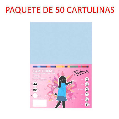 CARTULINA A4 COLOR AZUL CLARO PAQUETE 50