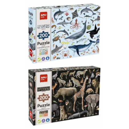 PUZZLE RAVENSBURGER 200 PZ ANIMALES AMENAZADOS