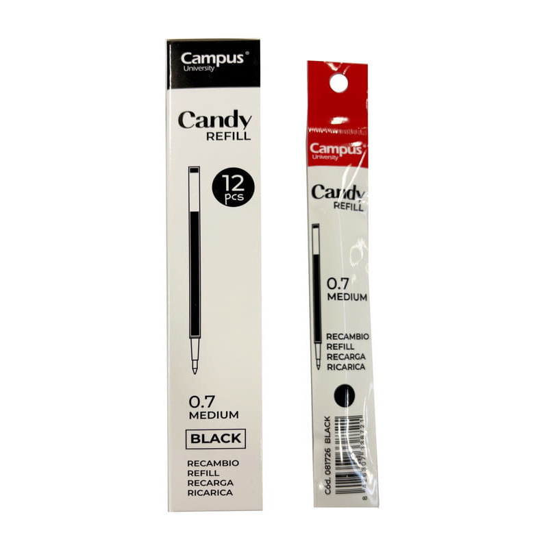 RECAMBIO BOLIGRAFO CAMPUS CANDY 0.7 GEL NEGRO