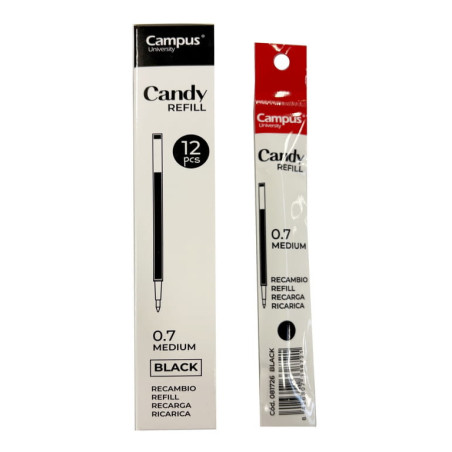 RECAMBIO BOLIGRAFO CAMPUS CANDY 0.7 GEL NEGRO